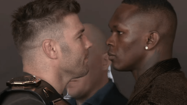 Video: Dricus Du Plessis, Israel Adesanya have prolonged first faceoff at UFC 305 press convention