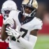 Former Saints WR A.T. Perry indicators with the Denver Broncos