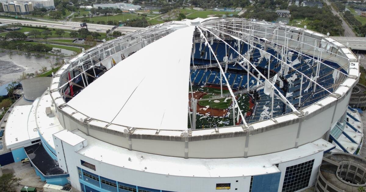 Hurricane Milton rips off Rays’ Tropicana Area roof. It was constructed to face up to 115-mph winds