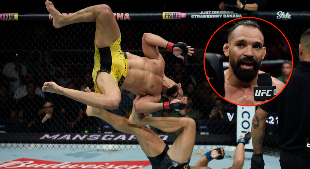 Michel Pereira was inches away from being disqualified from UFC PPV struggle after backflipping onto opponent’s head in ‘loopy’ transfer