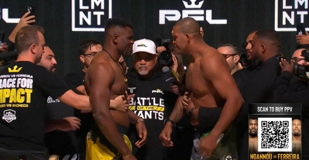 Francis Ngannou and Renan Ferreira dragged aside by safety in heated closing face-off forward of PFL Tremendous Fights showdown