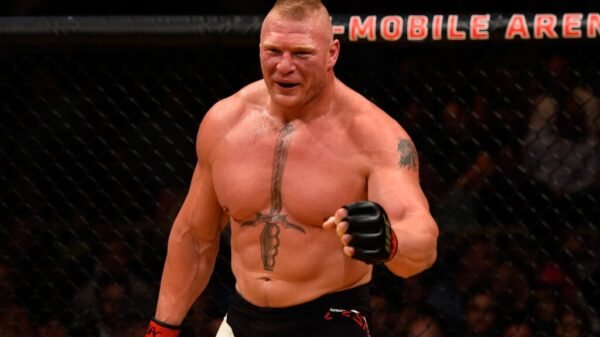 Brock Lesnar hit opponent so exhausting he did a backwards roll in terrifying footage from first UFC win