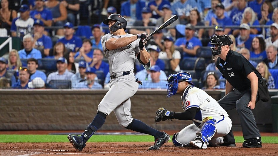 Giancarlo Stanton joins Babe Ruth on epic playoff record to raise Yankees over Royals in ALDS Recreation 3