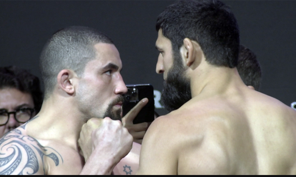 Video: UFC 308 ceremonial weigh-in faceoffs with Chimaev-Whittaker, ‘Shara Bullet,’ RDA, extra