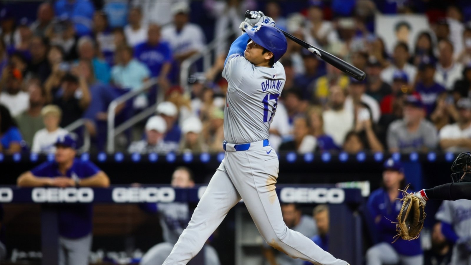 Dodgers destroy Marlins 20-4 as Ohtani notches first 50-50 season