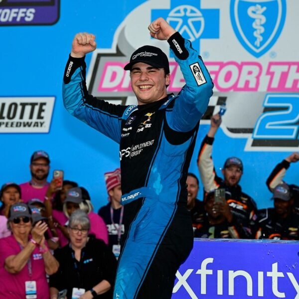 Sam Mayer saves Xfinity title hopes with dramatic Roval win