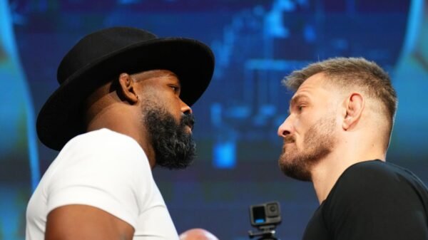 Jon Jones explains message to Stipe Miocic throughout intense UFC 309 press convention staredown