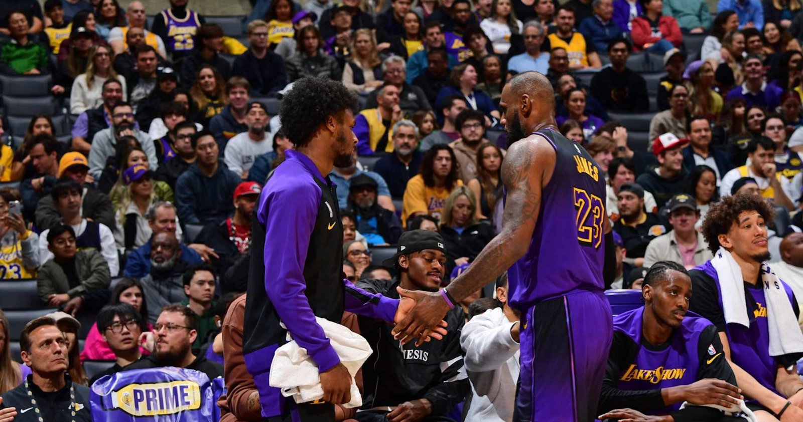 Lakers’ LeBron James Posts Photograph of Bronny Celebrating vs. Blazers: ‘My Objective’