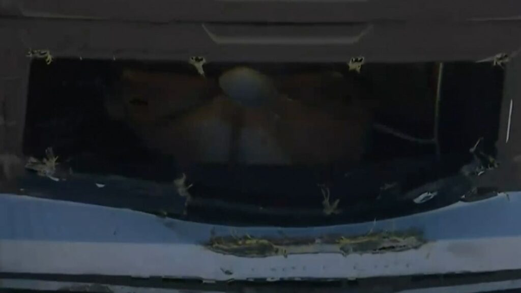 Metal cover comes up and tears through the nose of NASCAR O’Reilly car, stopping race