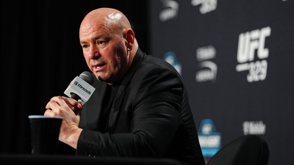 Dana White comes back on stage to defend Conor McGregor after leaving UFC 329 post-fight presser