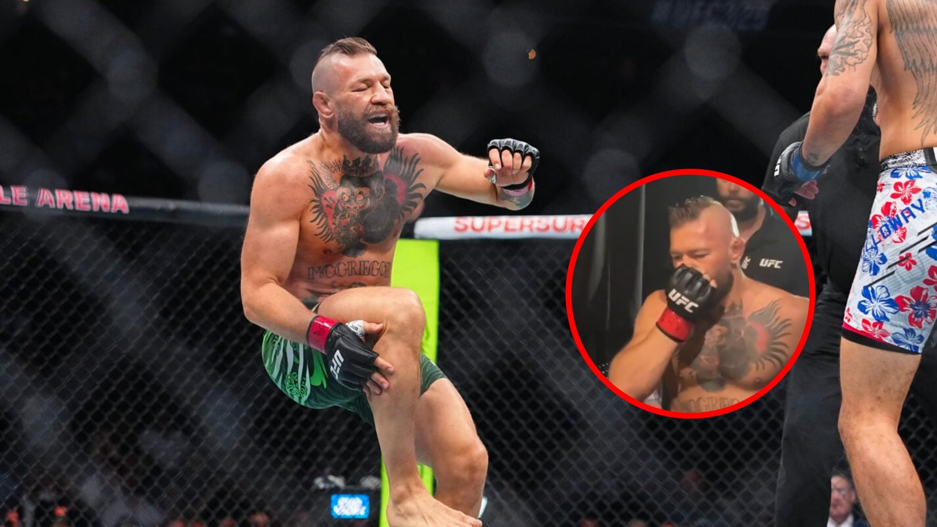Watch footage of distraught Conor McGregor limping out the arena after disastrous UFC 329 return