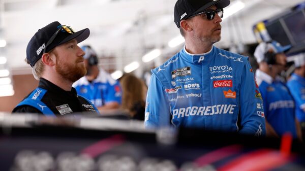 No smiles from Denny Hamlin despite snatching the points lead from Tyler Reddick
