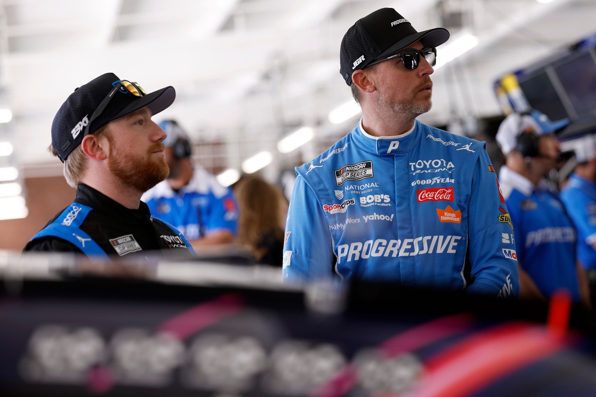No smiles from Denny Hamlin despite snatching the points lead from Tyler Reddick