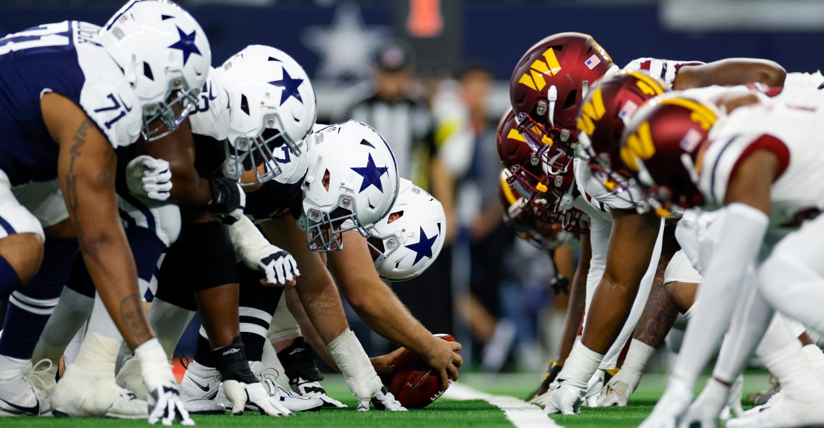 Cowboys offensive line versus Commanders defensive line