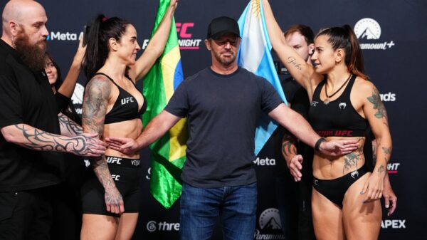 Watch as UFC Vegas 121 fighter throws money and condoms at OnlyFans star opponent